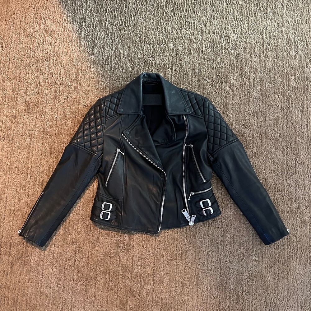 All Saints Ainsdale Biker Leather Jacket - size US4/UK8